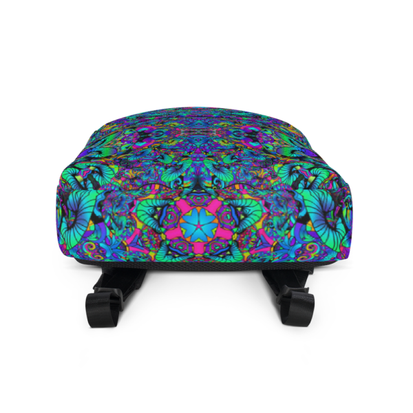 colorful artistic mushroom kaleidoscope backpack bottom