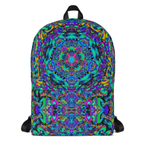 colorful artistic mushroom kaleidoscope backpack