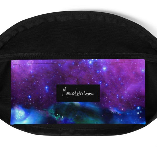 purple outer space nebula fanny pack inside pocket view