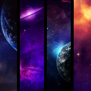 outer space art split into 6 images with nebulas planets and stars desktop wallpaper in 1080
