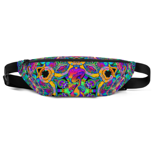 colorful psychedelic mushroom art fanny pack