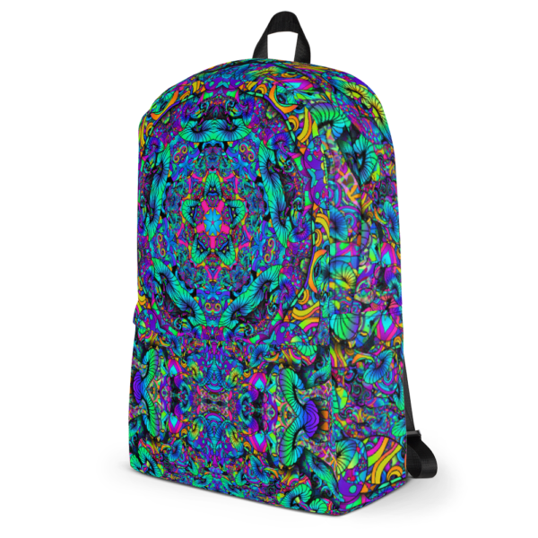 colorful artistic mushroom kaleidoscope backpack