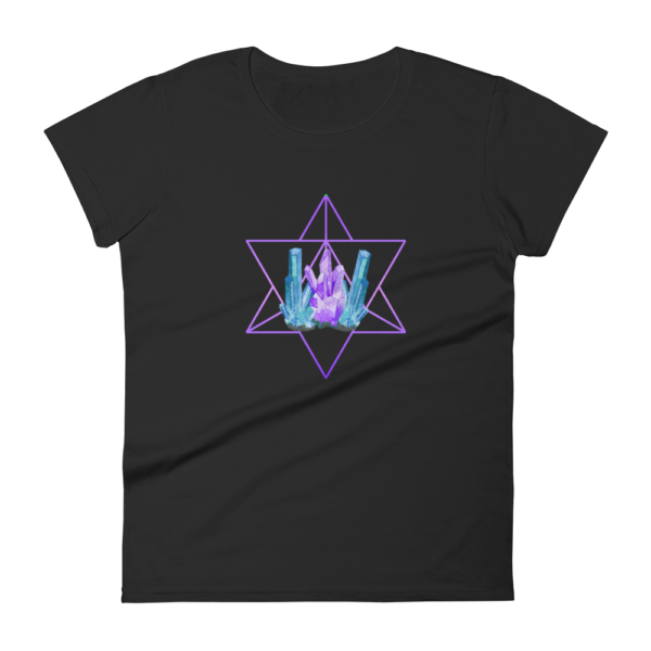 t-shirt with artistic crystals and a purple merkaba