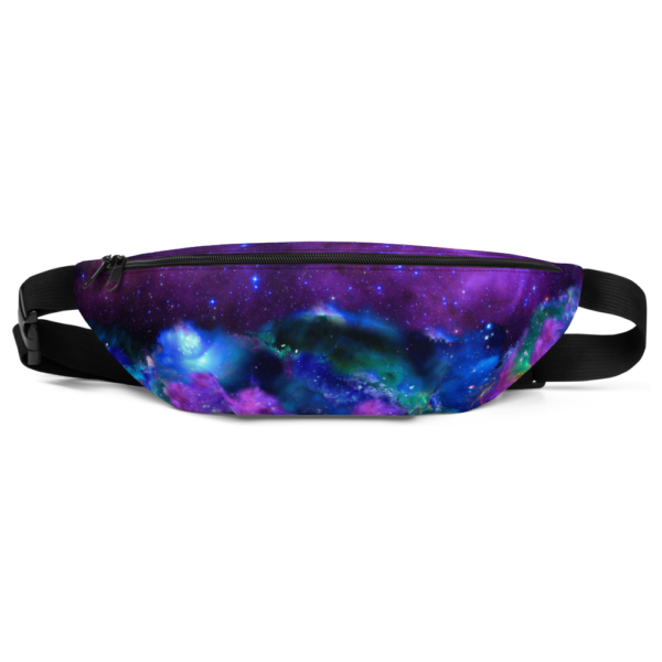 purple outer space nebula fanny pack front view