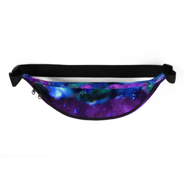 purple outer space nebula fanny pack top down view
