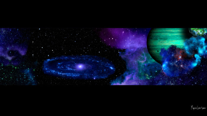 widescreen outer space scene with planets and galaxy free desktop wallpaper in 1080