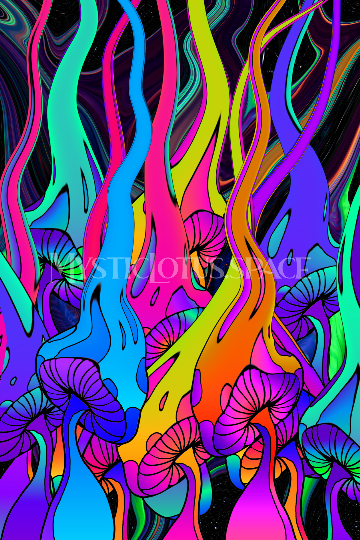 Neon Shrooms Rising OSM ART