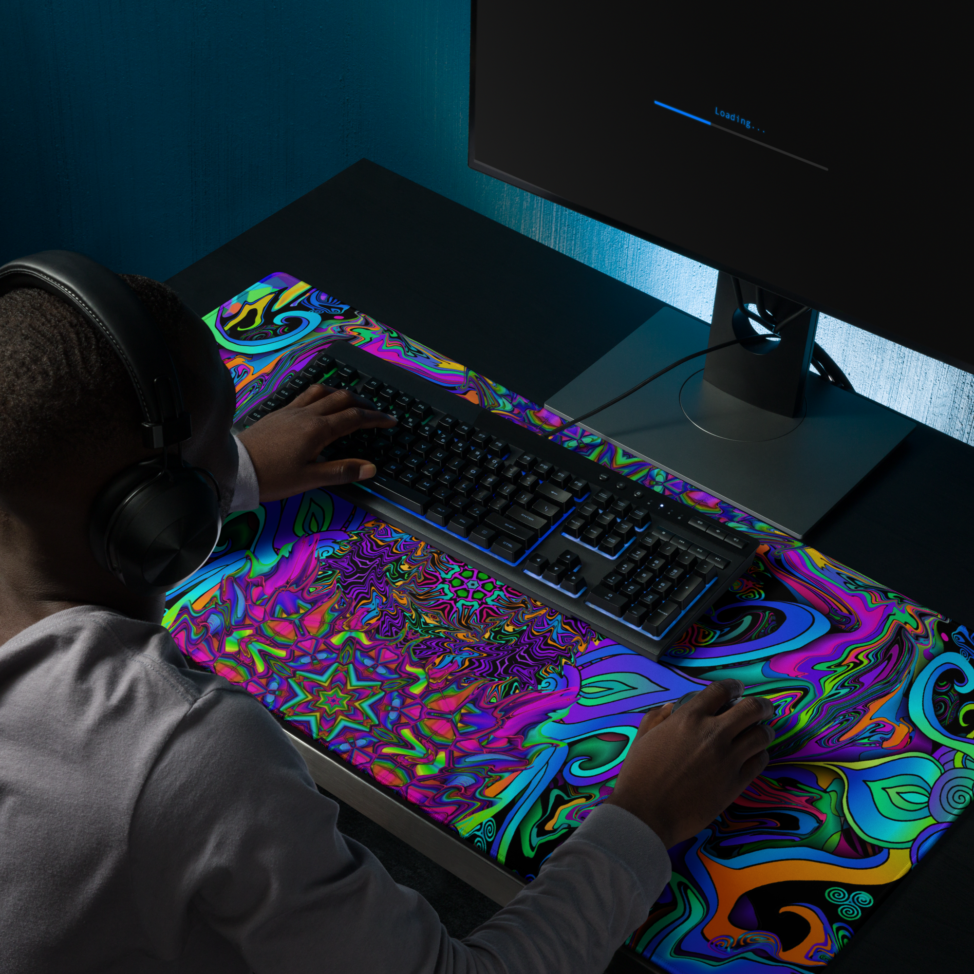 Chromatic Spasm Large 36×18 Gaming Desk Mat - Image 7