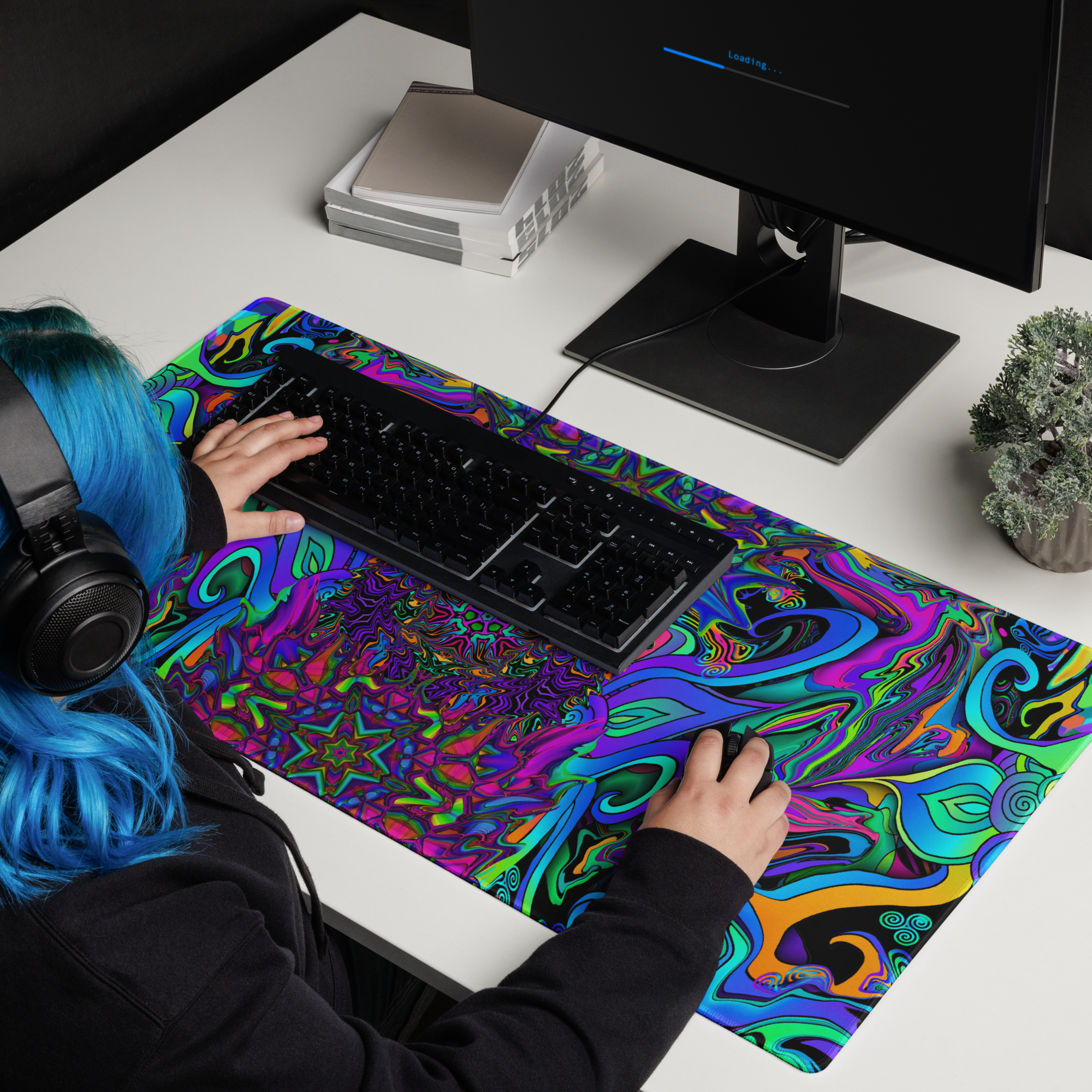 Chromatic Spasm Large 36×18 Gaming Desk Mat - Image 6