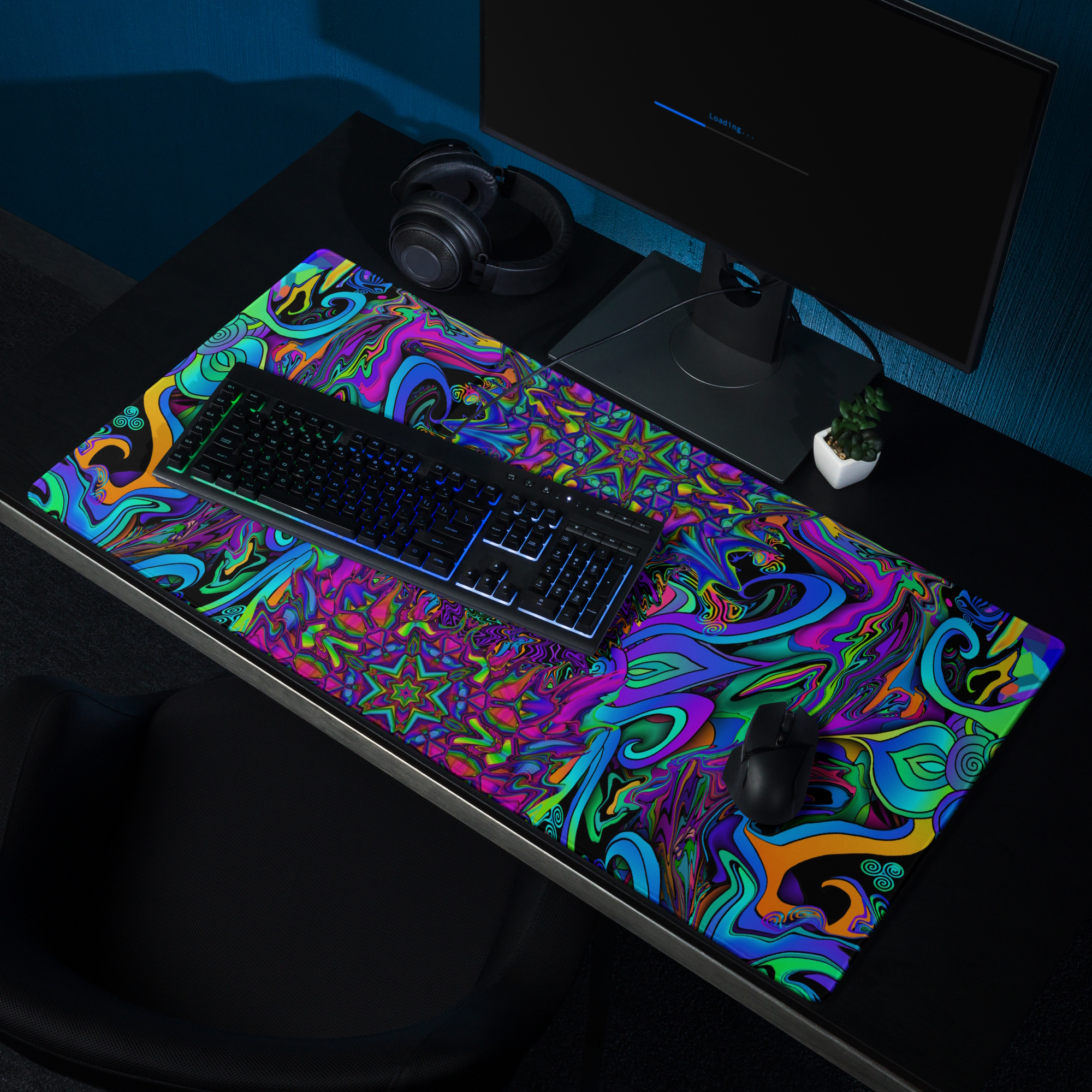 gaming mouse pad white 36x18 front Chromatic Spasm (8)