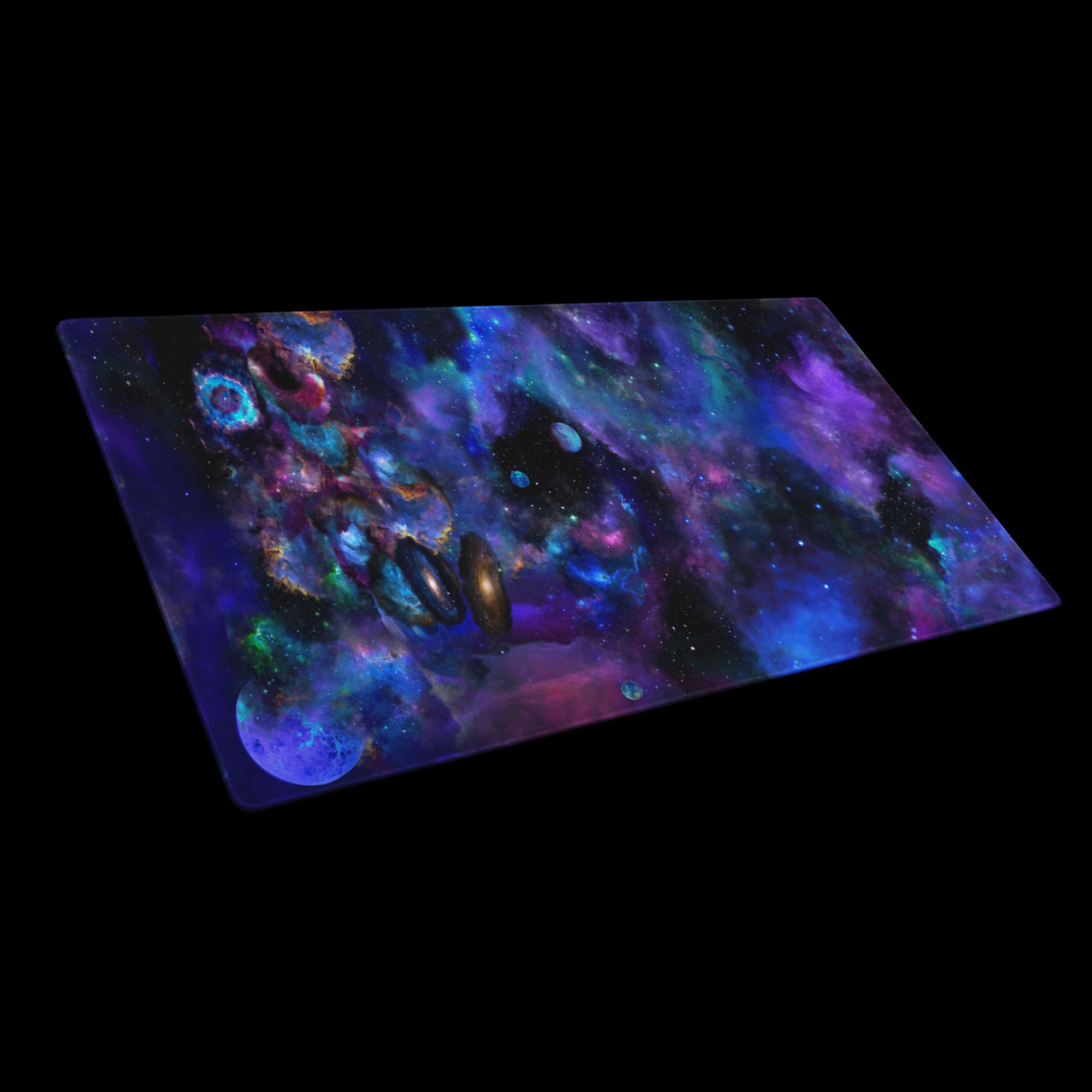 gaming mouse pad white 36x18 front Cosmic Garden (1)
