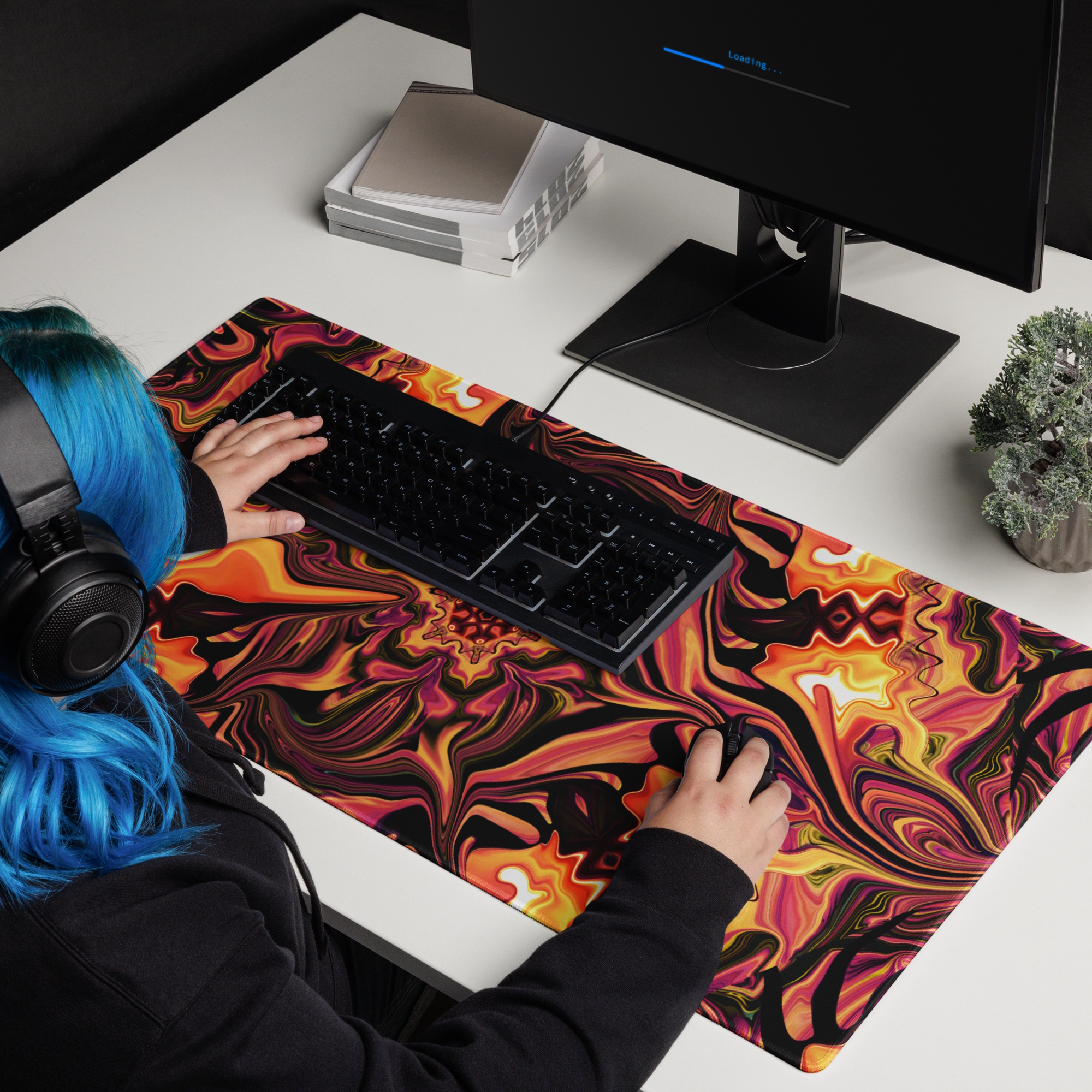 gaming mouse pad white 36x18 front Lava Lotus 2(1)