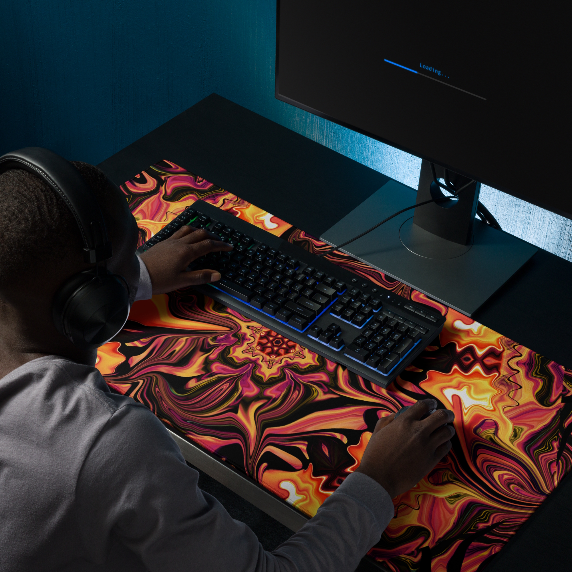 gaming mouse pad white 36x18 front Lava Lotus3(1)