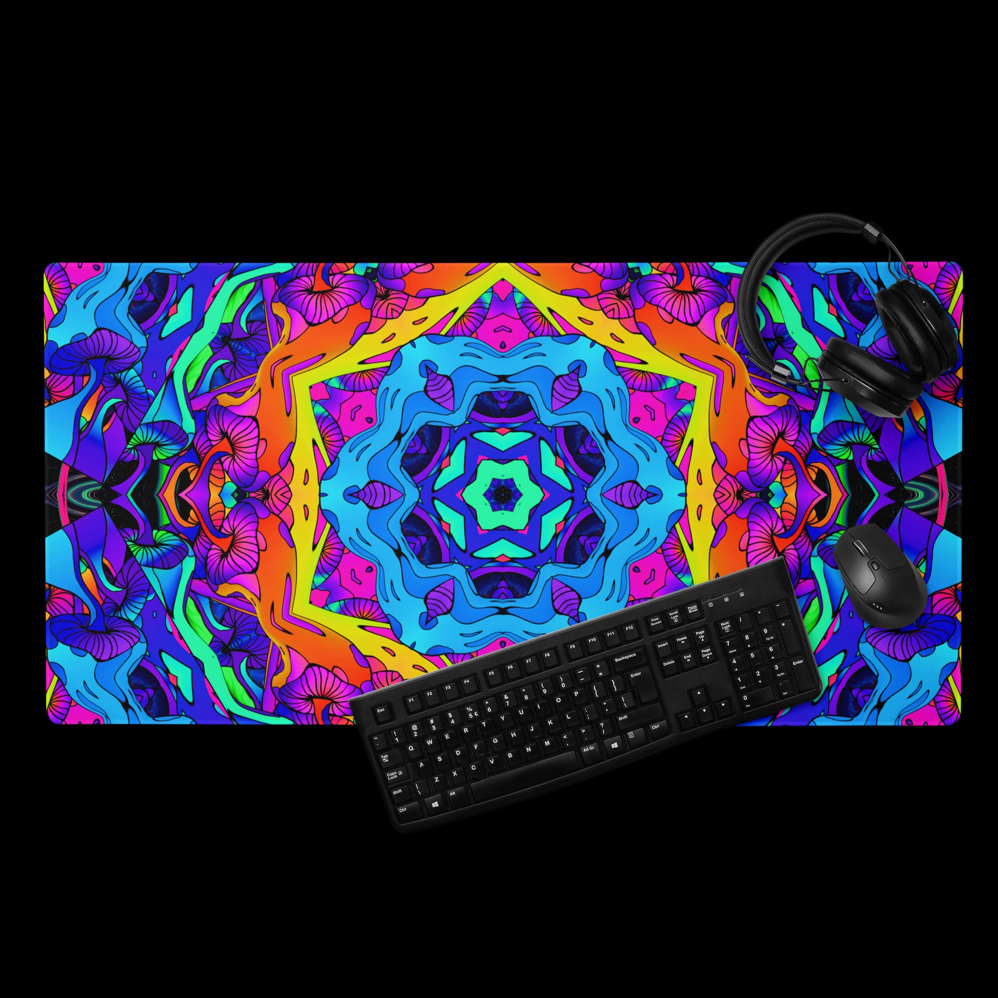 gaming mouse pad white 36x18 front Neon Awakening (4)