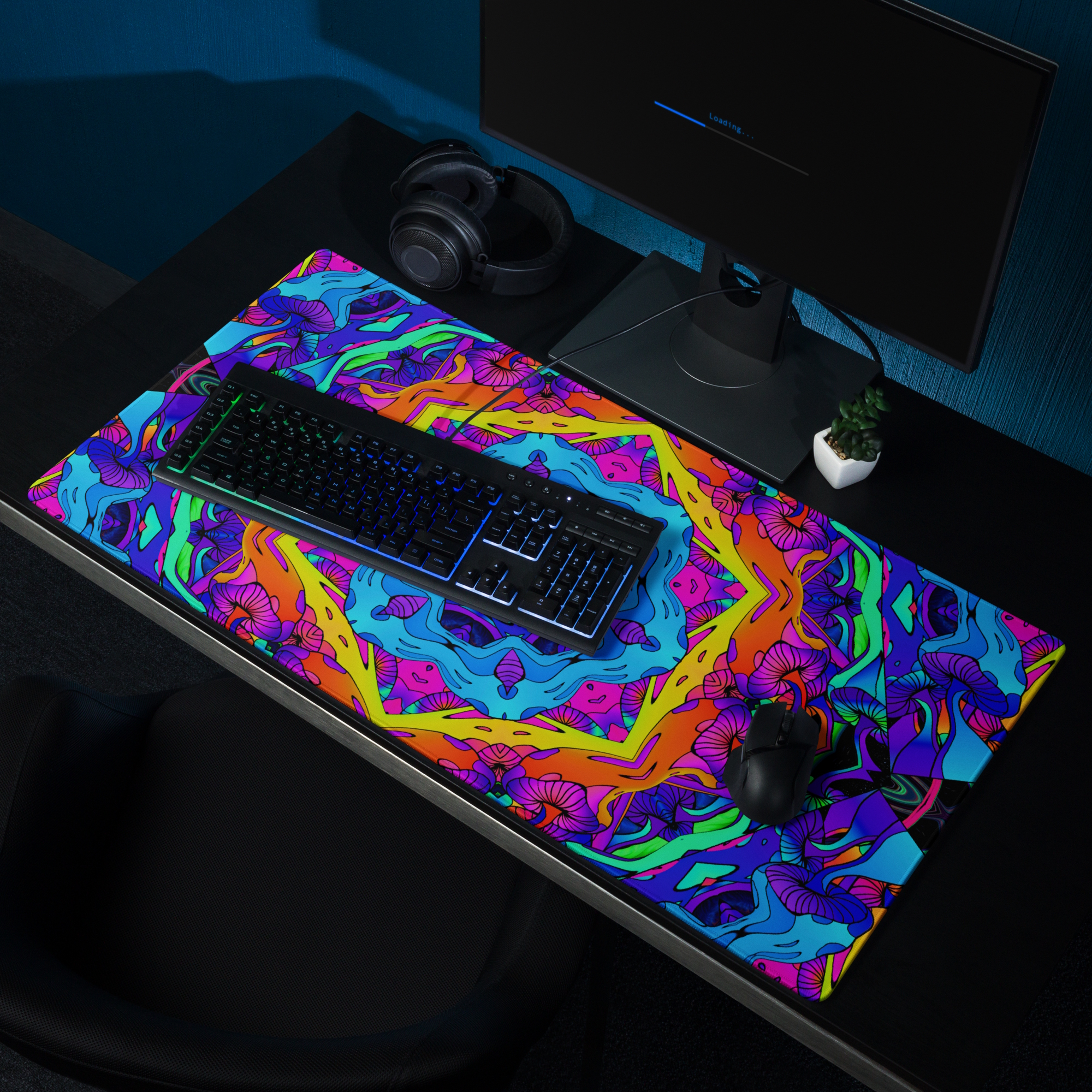 gaming mouse pad white 36x18 front Neon Awakening (5)