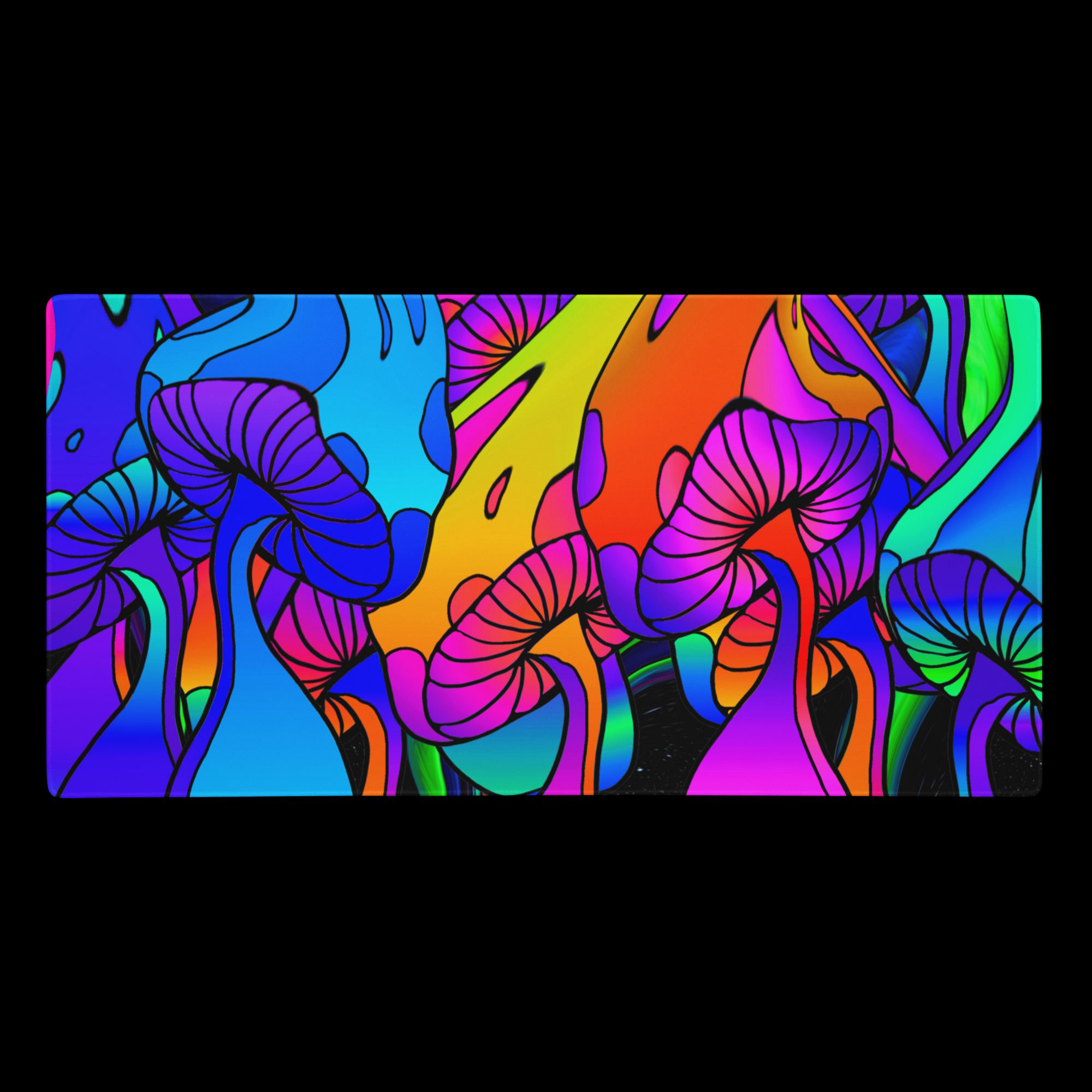 gaming mouse pad white 36x18 product details Neon Shrooms Rising (3)