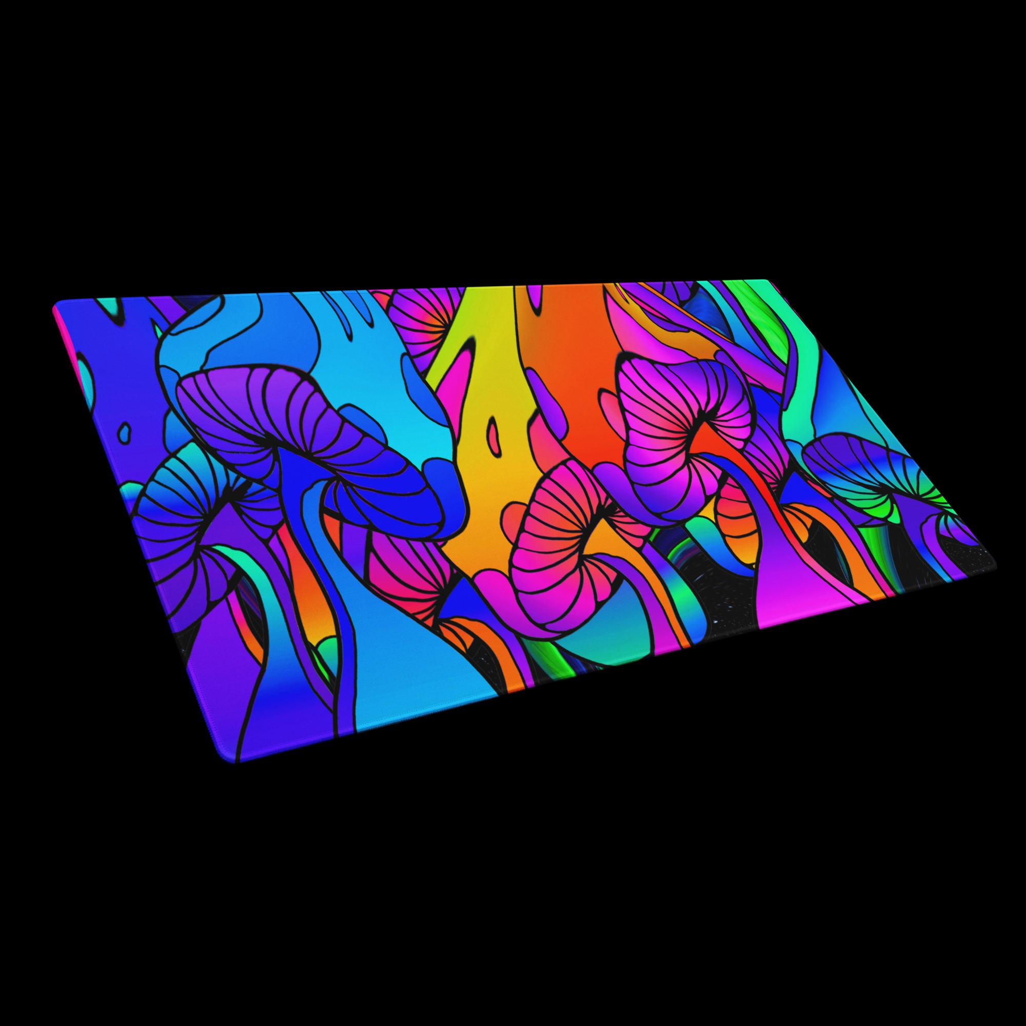 gaming mouse pad white 36x18 product details Neon Shrooms Rising (4)